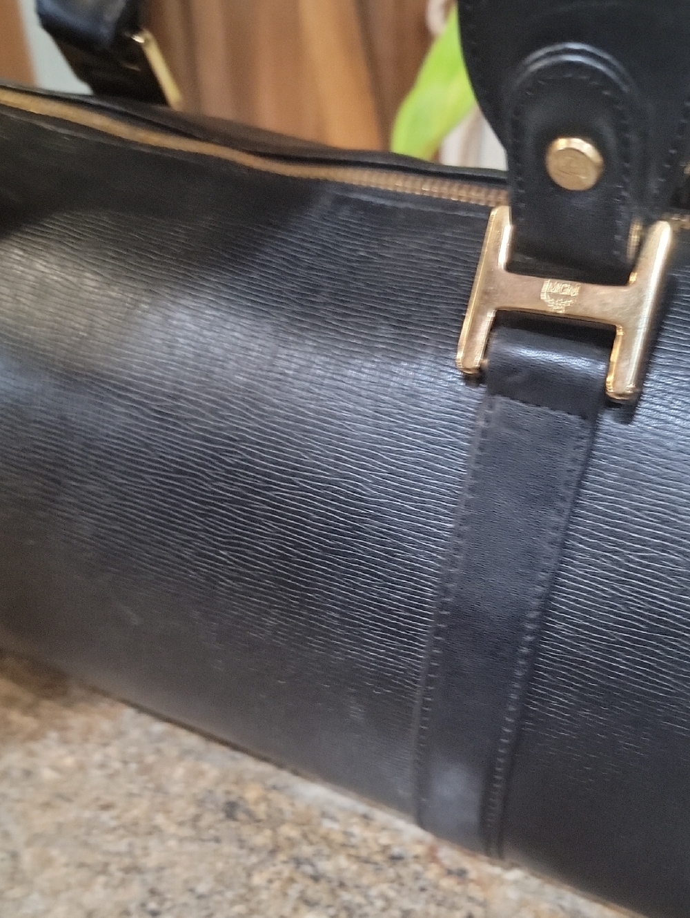 🌵MCM München Large BOSTON Shoulder Bag/Shoulder Bag - Black Textured Leather - Picture 8 of 14
